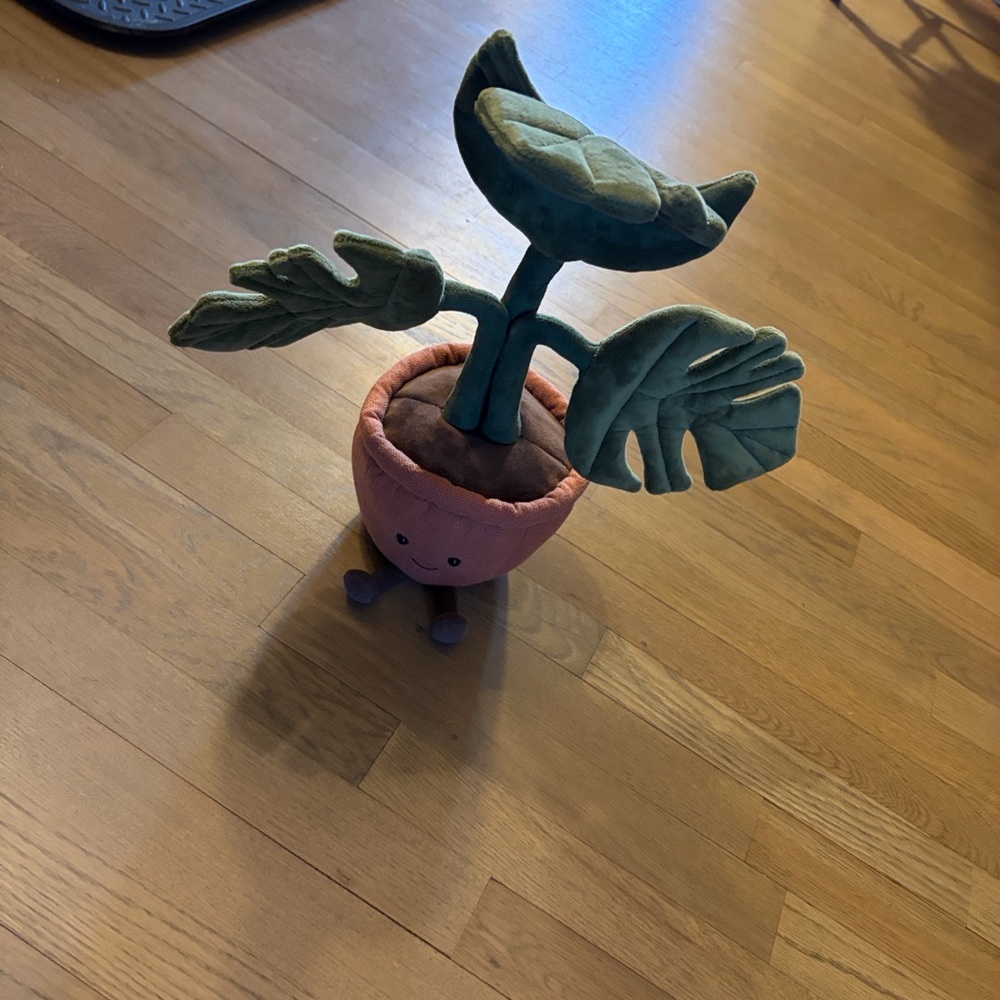 Jellycat Green and Pink Potted Plant Stuffed Toy